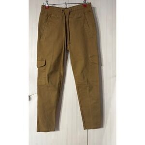 ESNTLS Mens‎ Cargo Jogger Pants Tan Khaki Stretch Utility Slim Tapered Size S